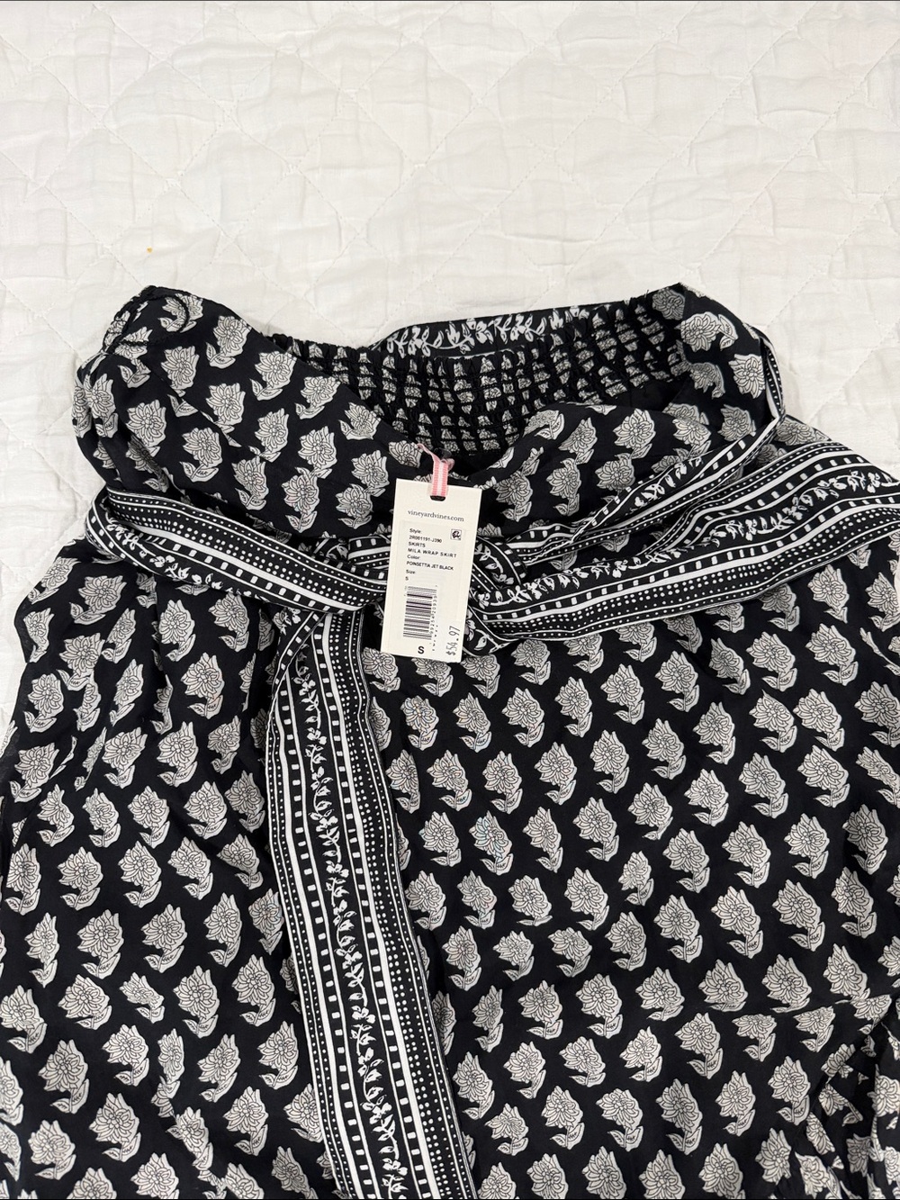 Vineyard Vines Mila Wrap Skirt NWT Poinsettia Jet Black Floral S